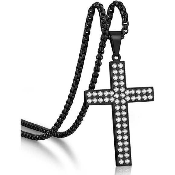 Men Stainless Steel Crucifix Cross Jesus Christ Pendant Necklace - Picture 1 of 9